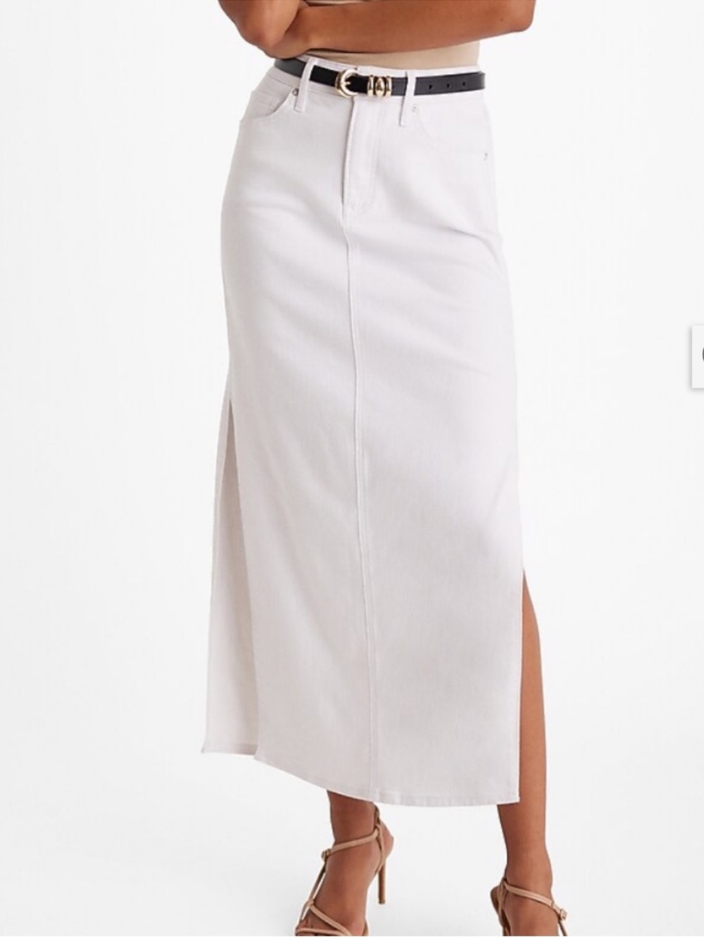 White denim maxi skirt with slits express high waisted white jean skirt